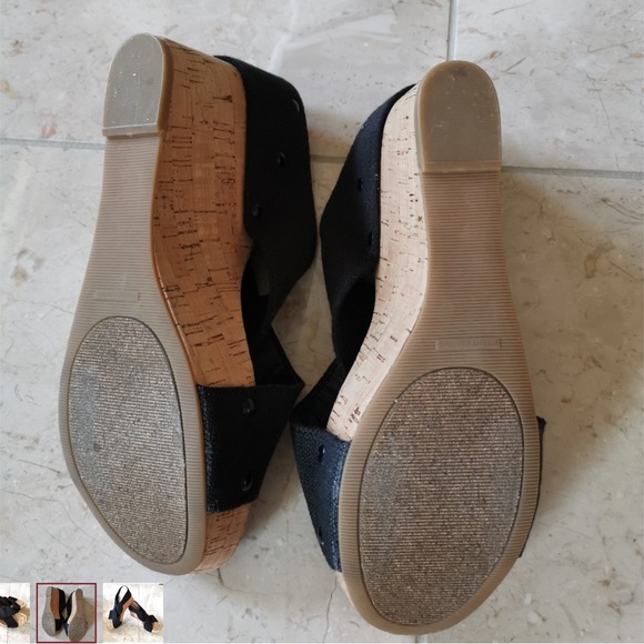 Lucky Brand cork wedges in black sz 9 - Picture 3 of 4